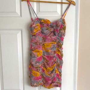 Olivaceous Pink and Yellow Floral Mini Dress NWT